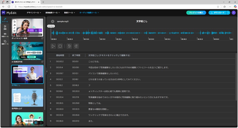 AI自動字幕起こし-myedit