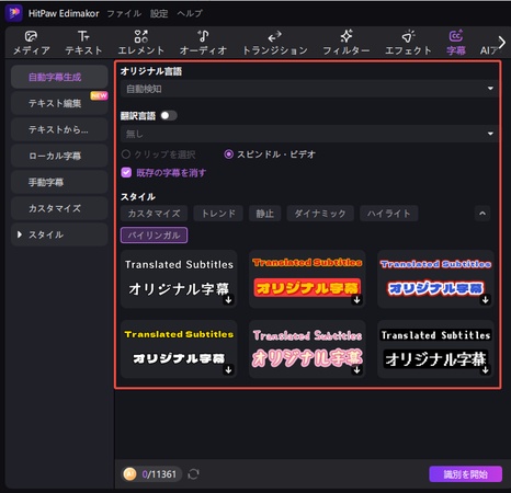 言語と字幕スタイルを選択する
