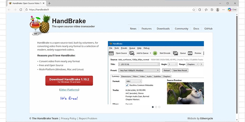 HandBrake公式サイト
