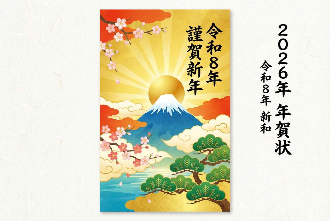 初日の出と富士山