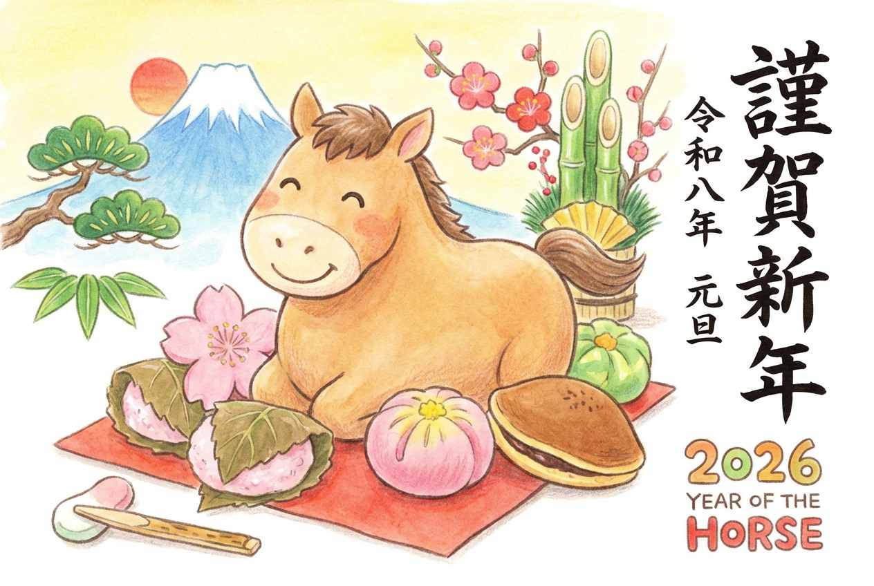 干支の馬と和菓子