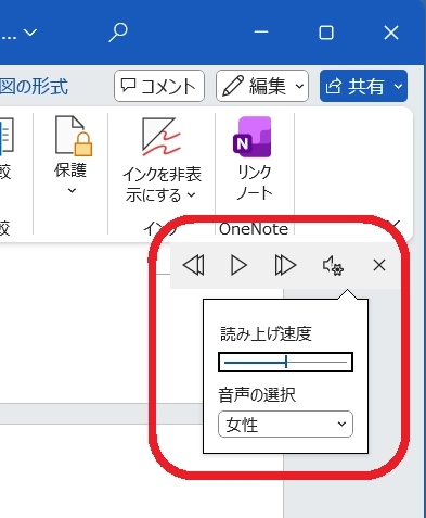 Word 音声の選択
