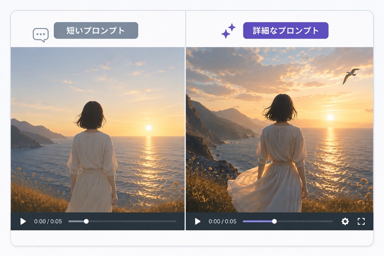 AI動画プロンプト改善前後の比較