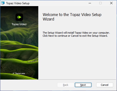 Topaz Video AIインストーラーのセットアップUI