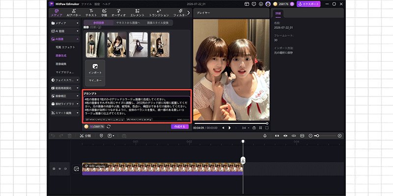2×2コラージュプロンプトの入力手順