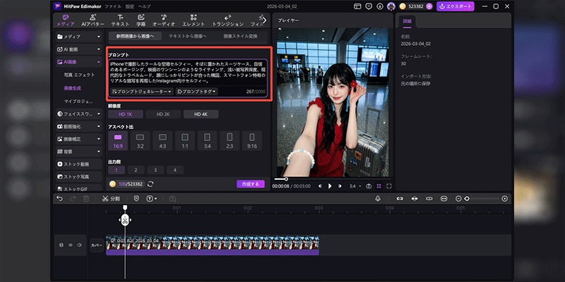 プロンプトを入力する