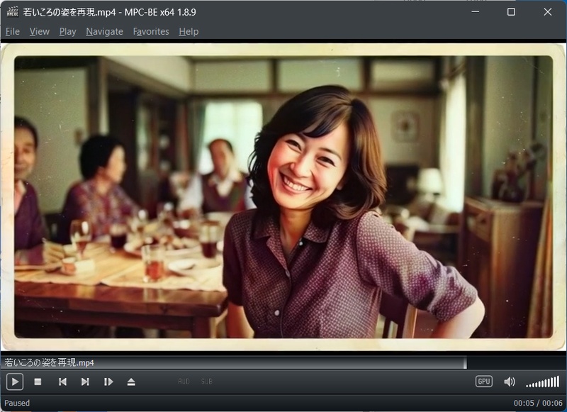 AIで母の写真を若返らせて動画化したイメージ
