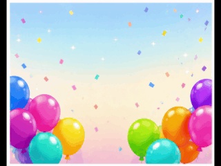 カラフルな風船とHappy Birthdayテキストのアニメーション
