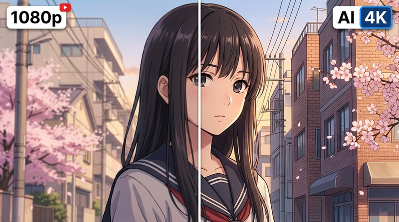 フルHD（1080p）とAI 4Kアップスケール後