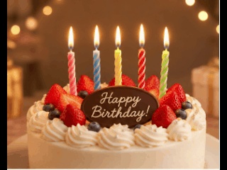 誕生日ケーキのキャンドルアニメーションGIF