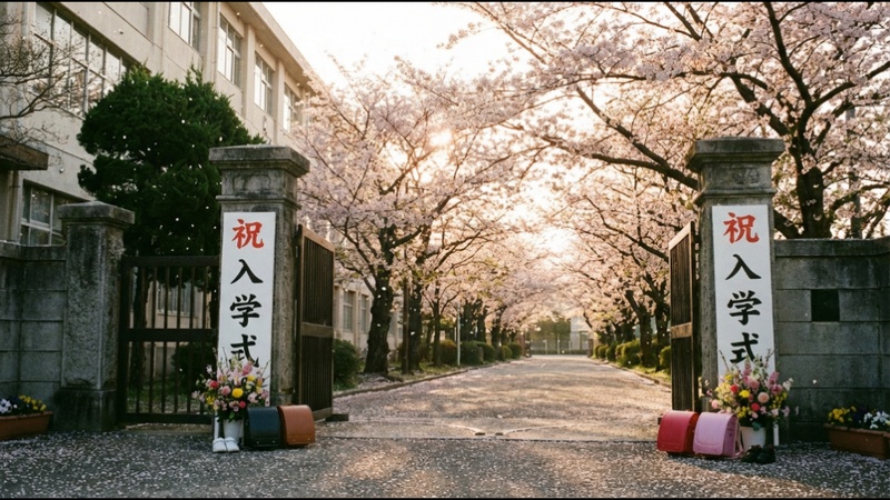 HitPaw EdimakorのAIで生成した入学式向けの桜と校門の春背景