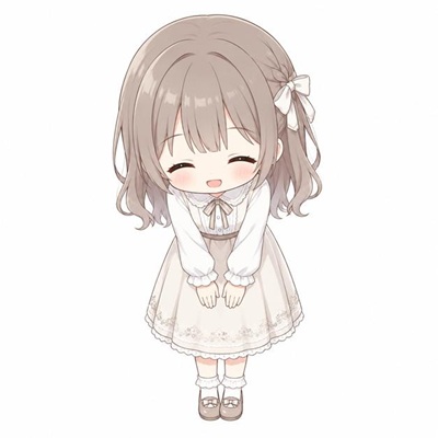 お辞儀するミニキャラ少女