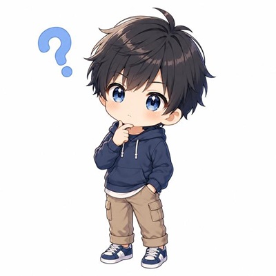 考え中のミニキャラ