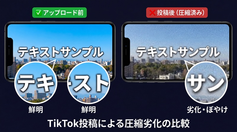TikTok投稿前後の画質比較