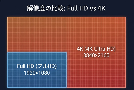フルHDと4Kの解像度の比較