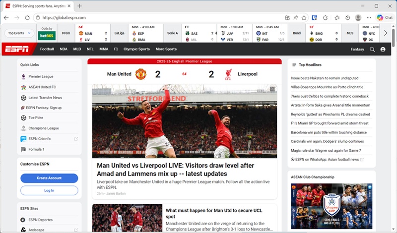 ESPN公式サイト