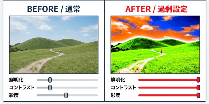 過度な補正が逆効果になっている状態
