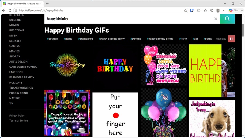 GiferのBirthday GIFカテゴリー