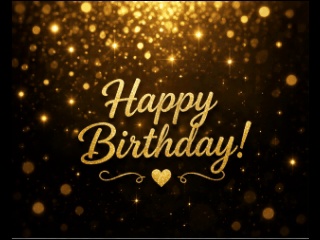 ゴールドグリッターと誕生日メッセージのキラキラGIF