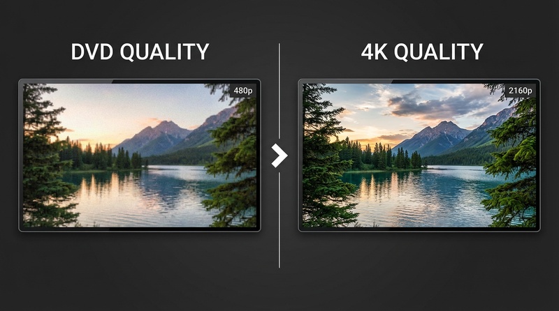 同じ映像をDVD解像度と4K解像度で比較したビフォーアフター画像