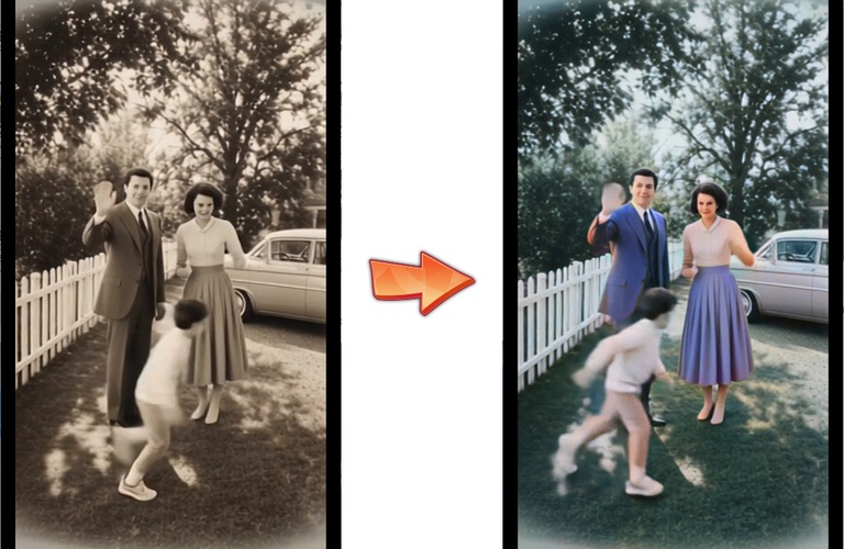 HitPaw Edimakorの「カラー化」機能によるビフォーアフター