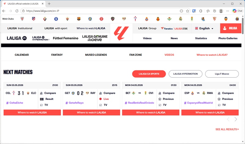 LaLigaTV公式サイト