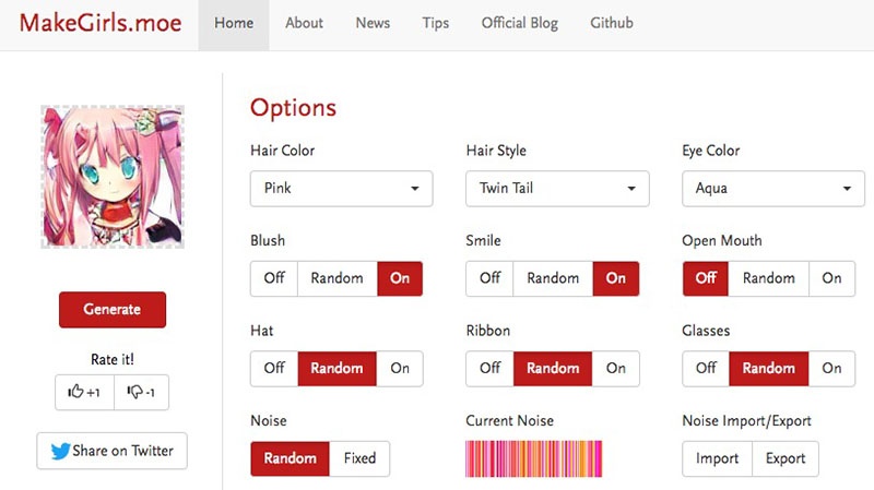 makegirlsmoe キャラ生成ツール