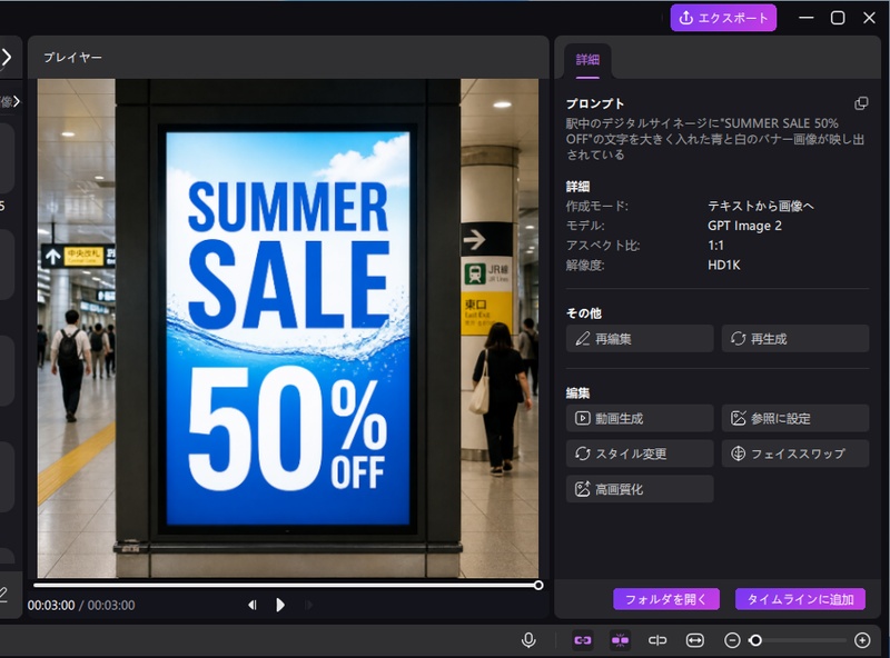 Edimakorで文字入りの画像を生成した画面