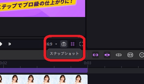 Edimakorのカメラアイコンでスナップショットを取得
