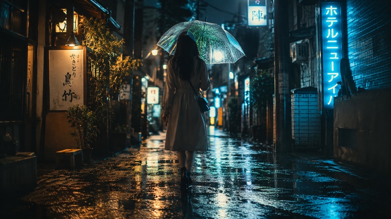 東京の夜路地を描いたAI映像サムネイル
