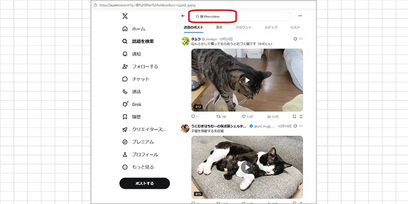 Twitter（X）で動画を検索する方法