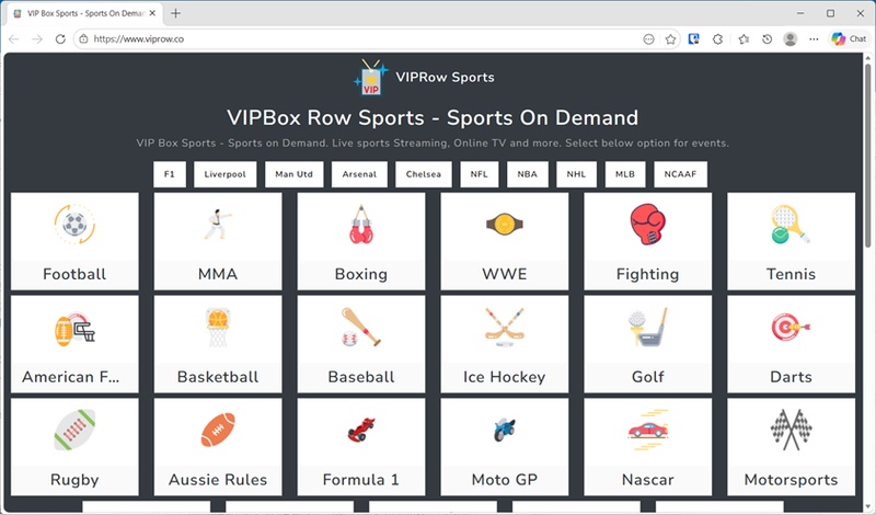 VIPRow Sports公式サイト