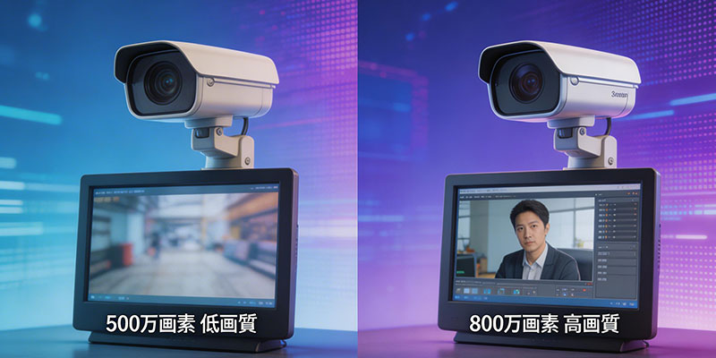 500万画素と800万画素の防犯カメラ画質比較