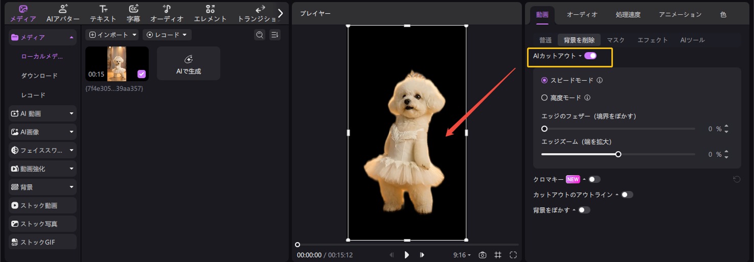 動画 背景 自動削除