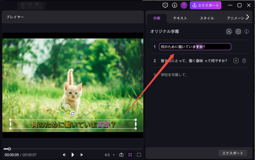 hitpaw edimakor 自動字幕作成 - 字幕編集